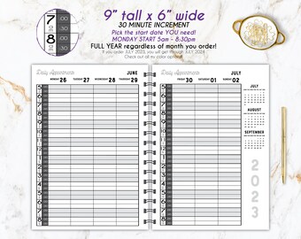 Personalized Salon Appointment Book, 30 Minute Increments, 6x9 Weekly Planner