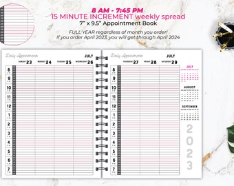 7"w x 9.5"t Hairstylist Appointment book Choose your start date!• weekly • Yearly appointment book • Scheduling • salon