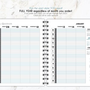 Hairstylist Appointment book Choose your start date!• weekly • Yearly appointment book • Scheduling • salon • teal highlighted hour slots