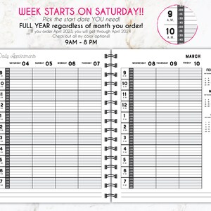 Hairstylist Appointment book Choose your start date!• weekly • Yearly appointment book • Scheduling • salon