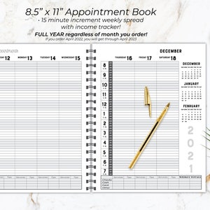 Hairstylist Appointment book Choose your start date!• weekly • Yearly appointment book • Scheduling book with income tracker • salon