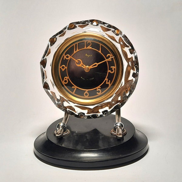 Horloge mécanique Majak, horloge de bureau vintage, horloge ancienne lourde, horloge de bureau URSS, horloge de travail, horloge de cheminée.