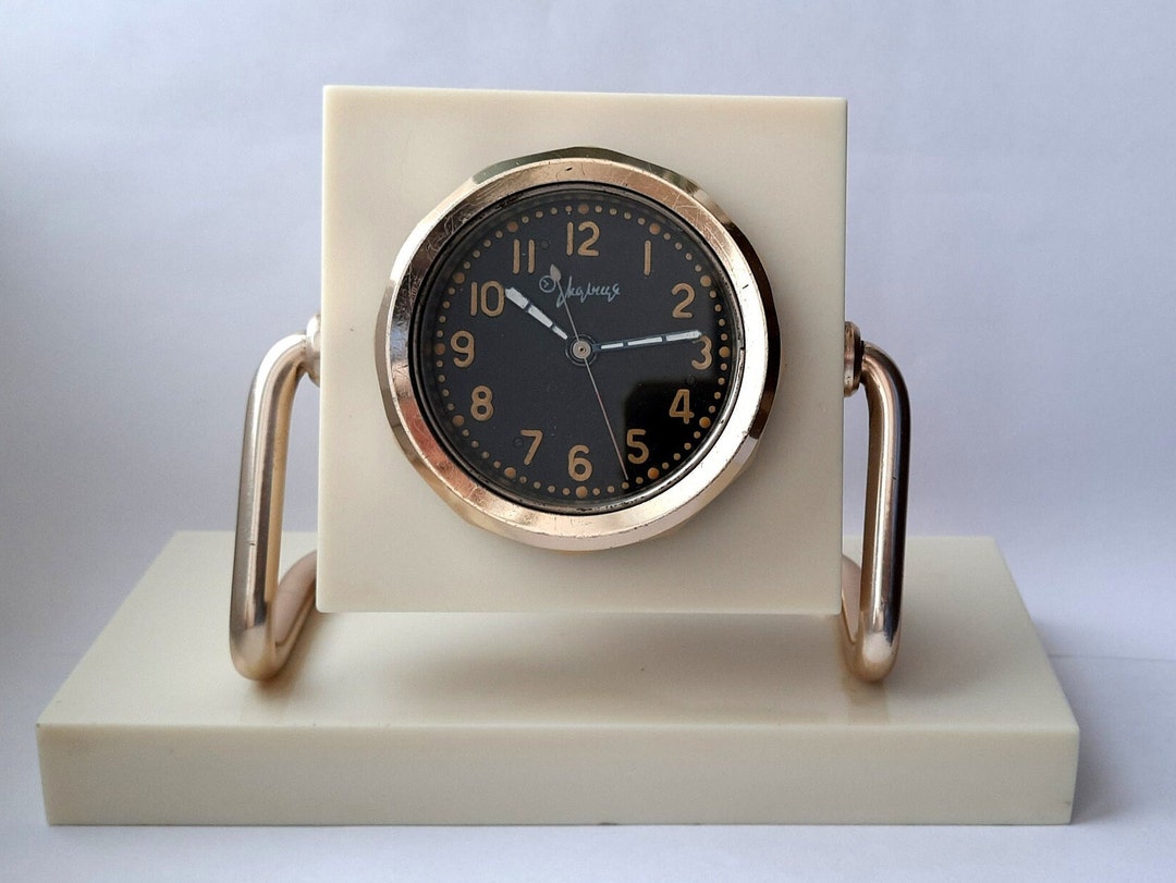 Soviet Clock, Vintage Mechanical Clock USSR, Whate Color, Table Clock ...