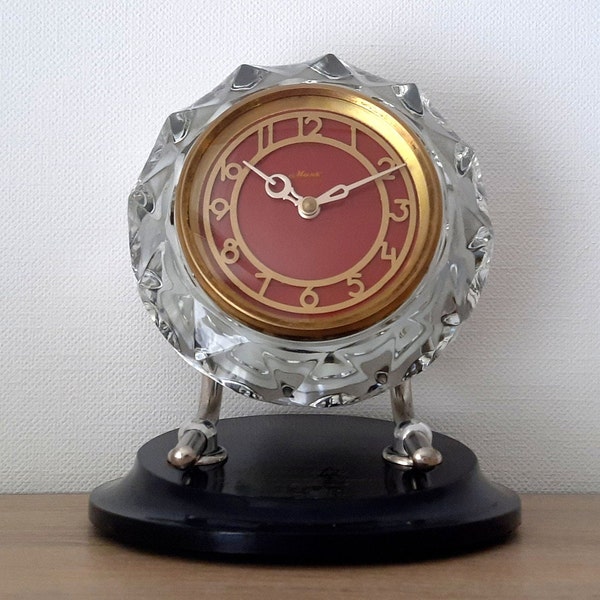 Mechanical clock Majak, Vintage desk clock, Heavy old clock, USSR desk clock, Working clock, Fireplace clock.