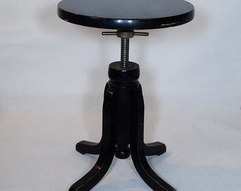 Wood stool.Wood piano stool.Swivel stool.Adjustable Stool.Retro Furniture.Black industrial Stool.Adjustable Stool.Tripod stool.Doctor Stool.