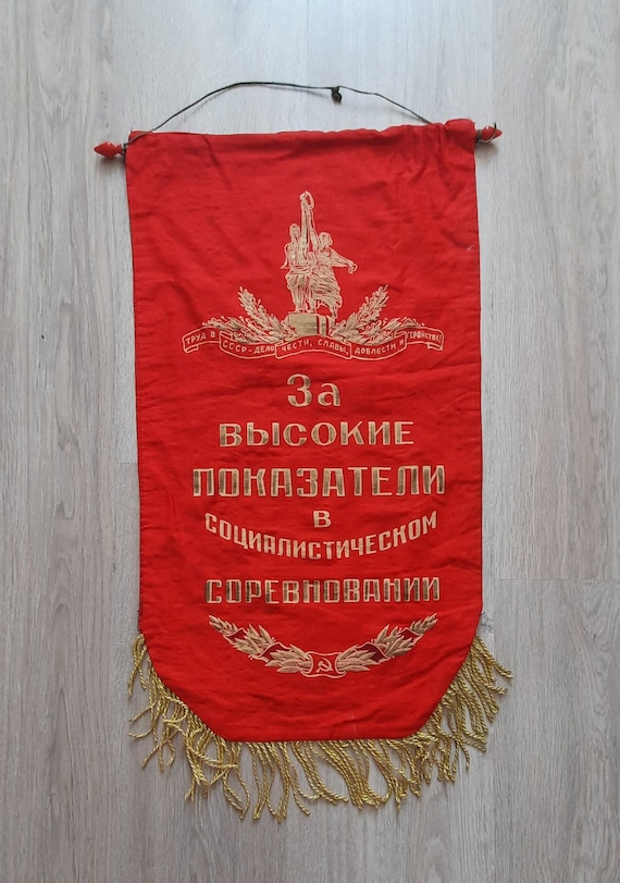Grand Drapeau Soviétique-Bannière Rouge Vintage Broderie Lénine Propagande Drapeau Politique Communisme Symbole -70's - Canada