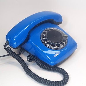 Sovjet-telefoon. Bureautelefoon. draaitelefoon. Schijftelefoon. Vintage telefoon USSR. Blauwe telefoon. Telefoon. Kerstcadeau. Cadeau-idee