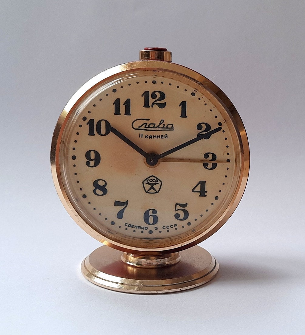Soviet alarm clock. Desk Clock USSR. Vintage clock SLAVA. Etsy
