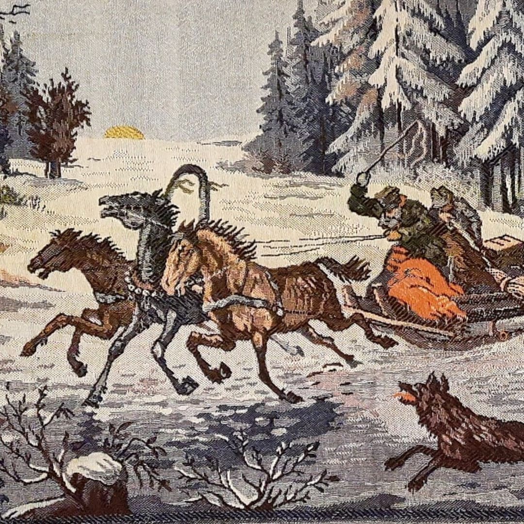 Tapisserie Français Vintage Chasse Médiévale Needle Point Tissée À La
