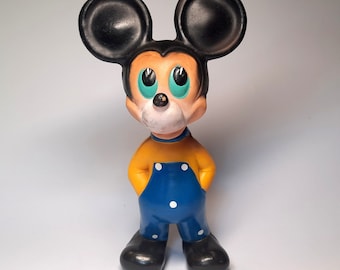 Vintage rubber toy. Rubber toy Mickey Mouse. Walt Disney toy 1960s
