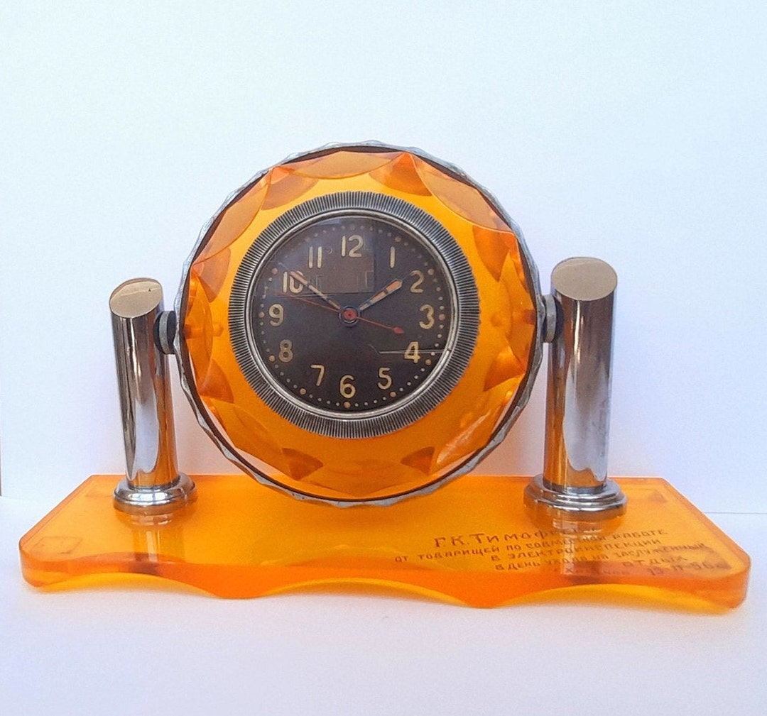 Soviet Clock Vintage Mechanical Clock USSR Soft Red Color Etsy