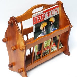 Newspaper holder.Vintage magazine rack.Newspaper basket.Wooden holder.Wooden storage.Home decor.Press organizer.Bookend.Magazine Holder.