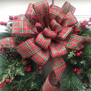 Christmas Wreath Bow, Winter Wreath Bow, Swag Bows, Garland Bow, Christmas Tree Bow,