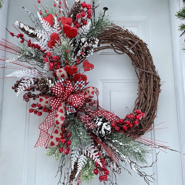 Valentines Day Wreath For Front Door, Winter Wreath Not Christmas