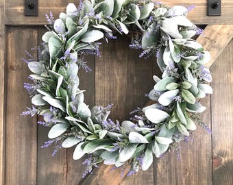 Spring Wreaths For Front Door, Mothers Day Gift, Lavender Wreath
