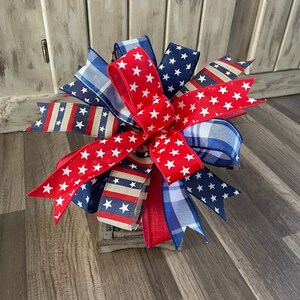 Patriotic Bow For Wreath, 4th Of July Bow For Lantern, 4th Of July Wreath