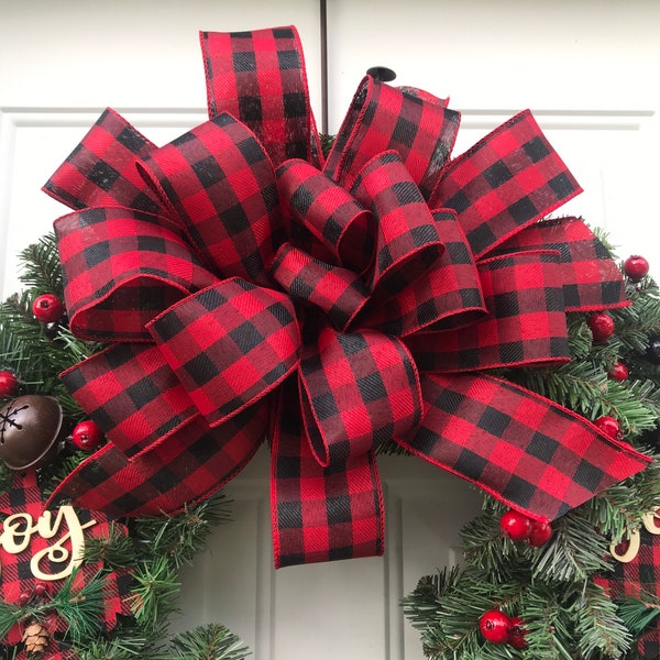 Christmas Wreath Bow, Winter Wreath Bow, Swag Bows, Garland Bow, Christmas Tree Bow,