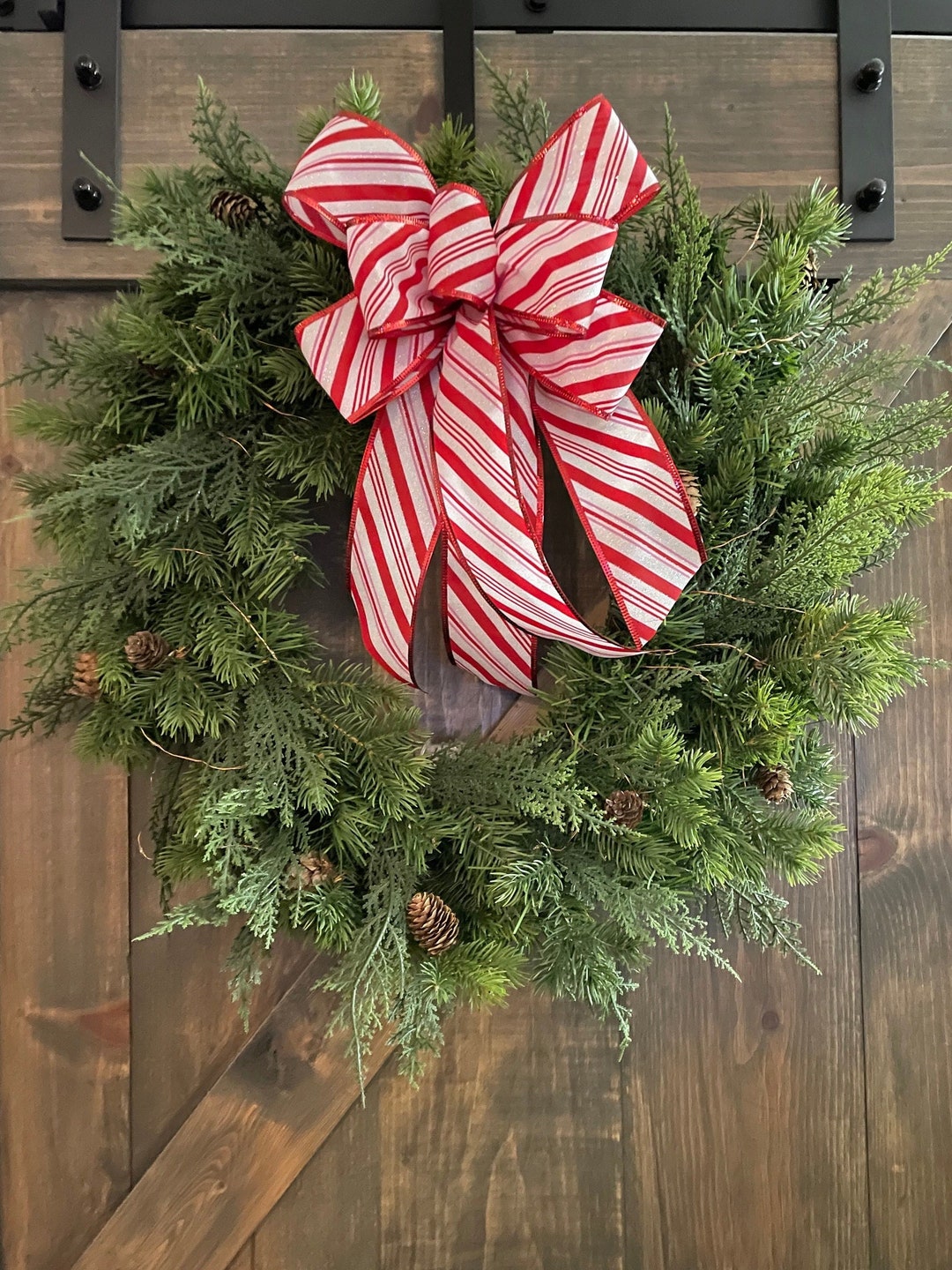 Christmas Wreath Bow Candy Cane Bow Winter Wreath Bow Etsy