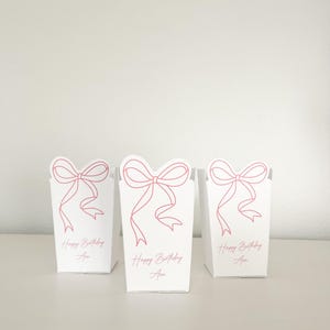 Popcorn box, Custom popcorn boxes, Treats box, Kids party favor, Personalized Popcorn Box, Mini Popcorn Box, Bow popcorn Bag, Bow Favor Box