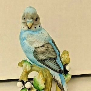 Lefton Blue Parakeet Bird Figurine