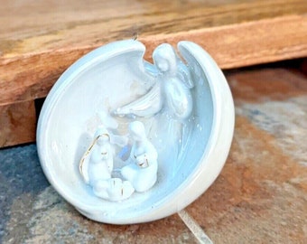 Fine Porcelain Nativity With Angel Christmas Ornament
