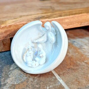 Fine Porcelain Nativity With Angel Christmas Ornament