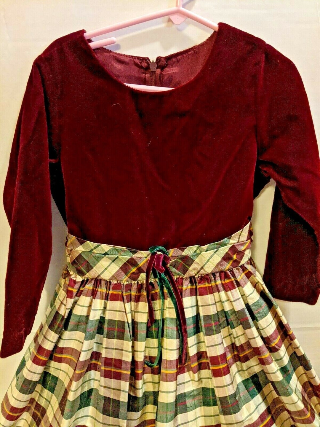 Baby girl bonnie jean velvet plaid dress sale