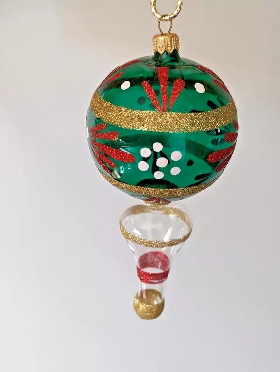 Ornements De Noël En Verre Soufflé Irisé Et Pailleté - Lot De 6 - Occasion Très Belle État