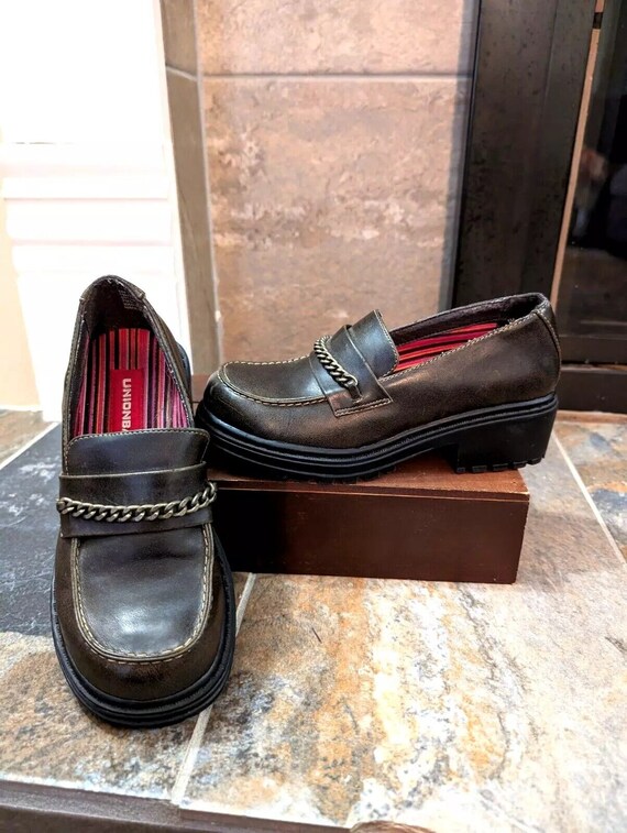 Girls Chunky Heel Vintage Brown Loafers Union Bay Size 1m