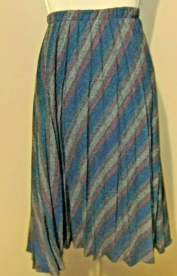 Pleated Striped Vintage 80s Skirt - image 1