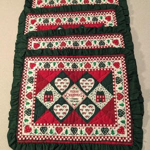 Quilted Christmas Placemats Vintage Set Of 4