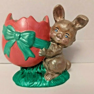 Ceramic Mold Easter Bunny With Egg Vintage Vase Planter