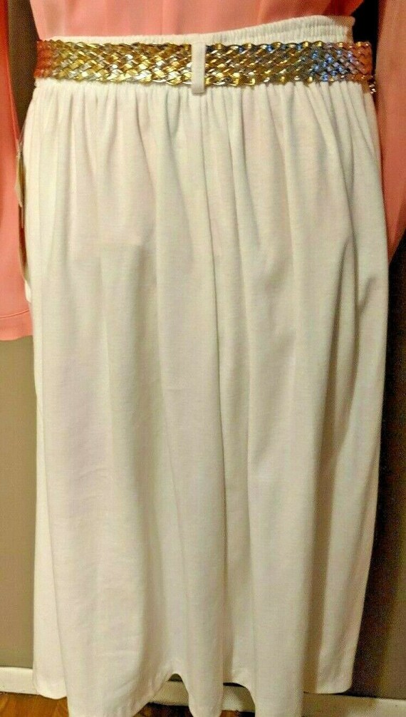 White 80s Belted Vtg Skirt Peter Popovitch Petite… - image 2