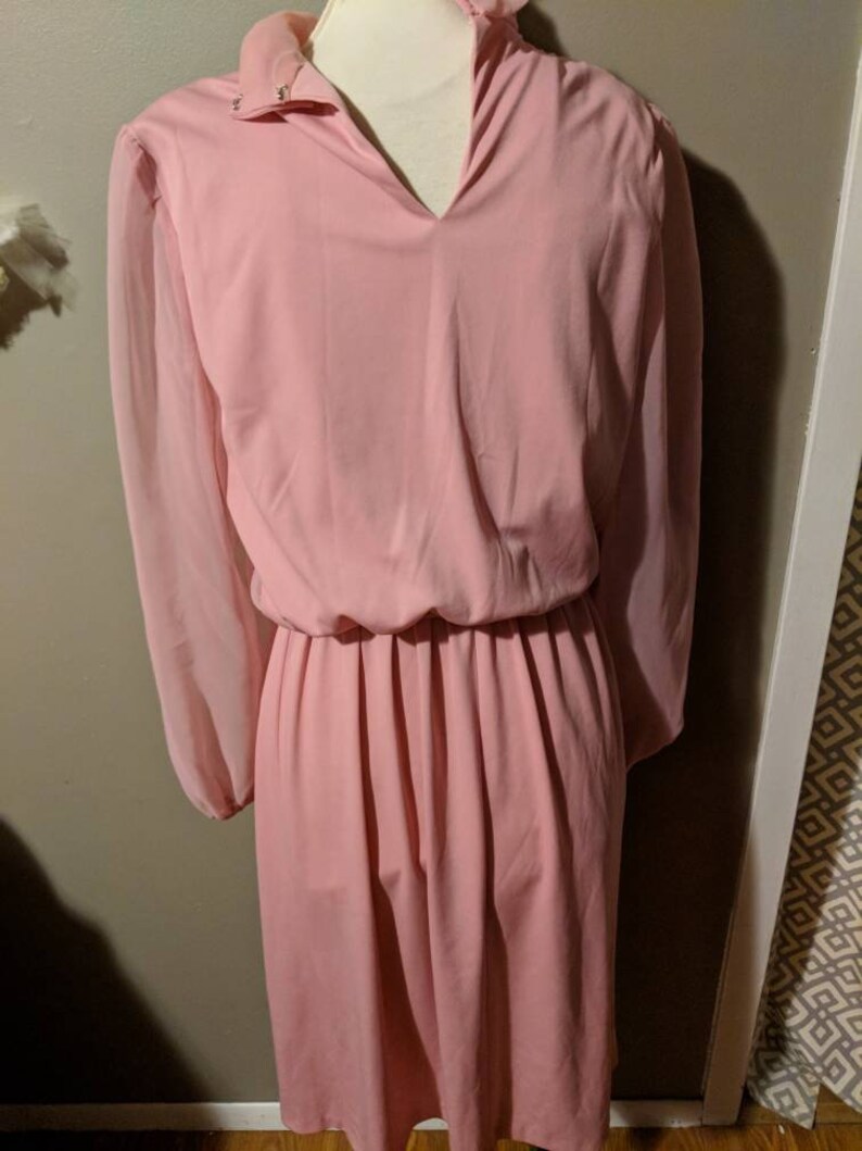 Vintage Empire Elastic Waist Peach Coral Dress Size 8