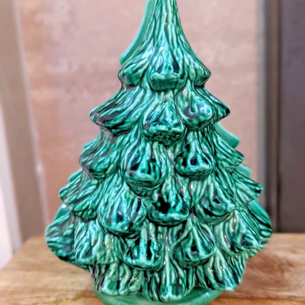 Ceramic Christmas Tree Vintage Hand Painted Napkin Holder