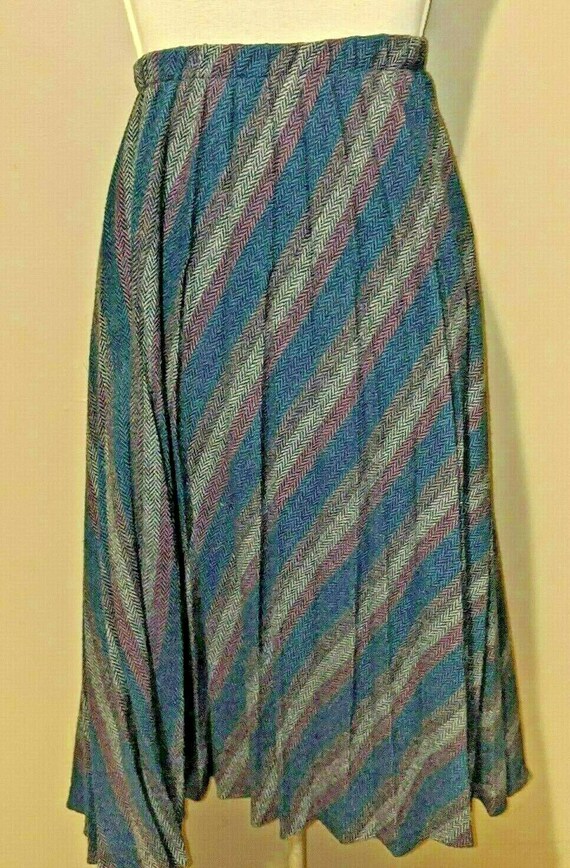 Pleated Striped Vintage 80s Skirt - image 2