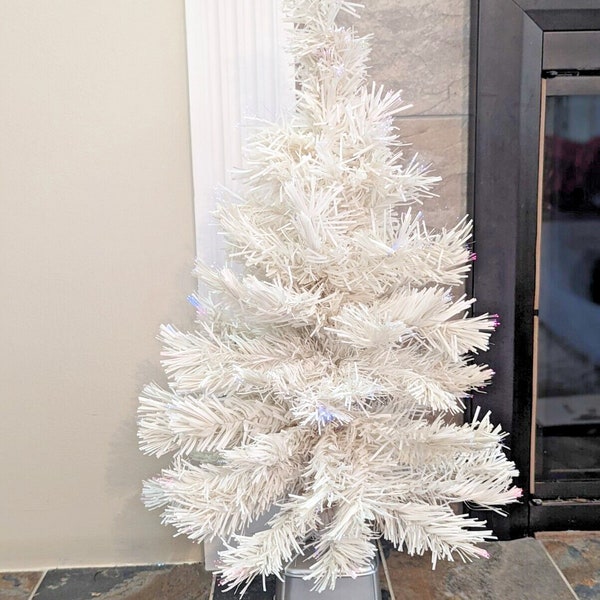 White Fiber Optic Tree 29 inch Vintage Artificial Tree