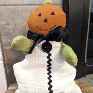 Primitive Pumpkin Ghost Halloween Shelf Sitter