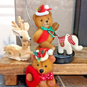Flocked Vintage Christmas Ornaments Lot Of 4