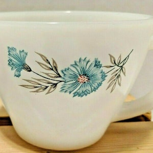 Fire King Blue Carnation Milk Glass Mugs Set Of 2