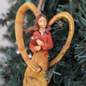 Heart Wing Angel Rustic Wood Farmhouse Ornament