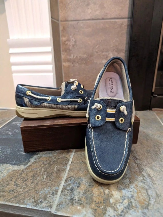 Sperry Leather Blue And Tan Boat Shoes Size 6.5 Wo