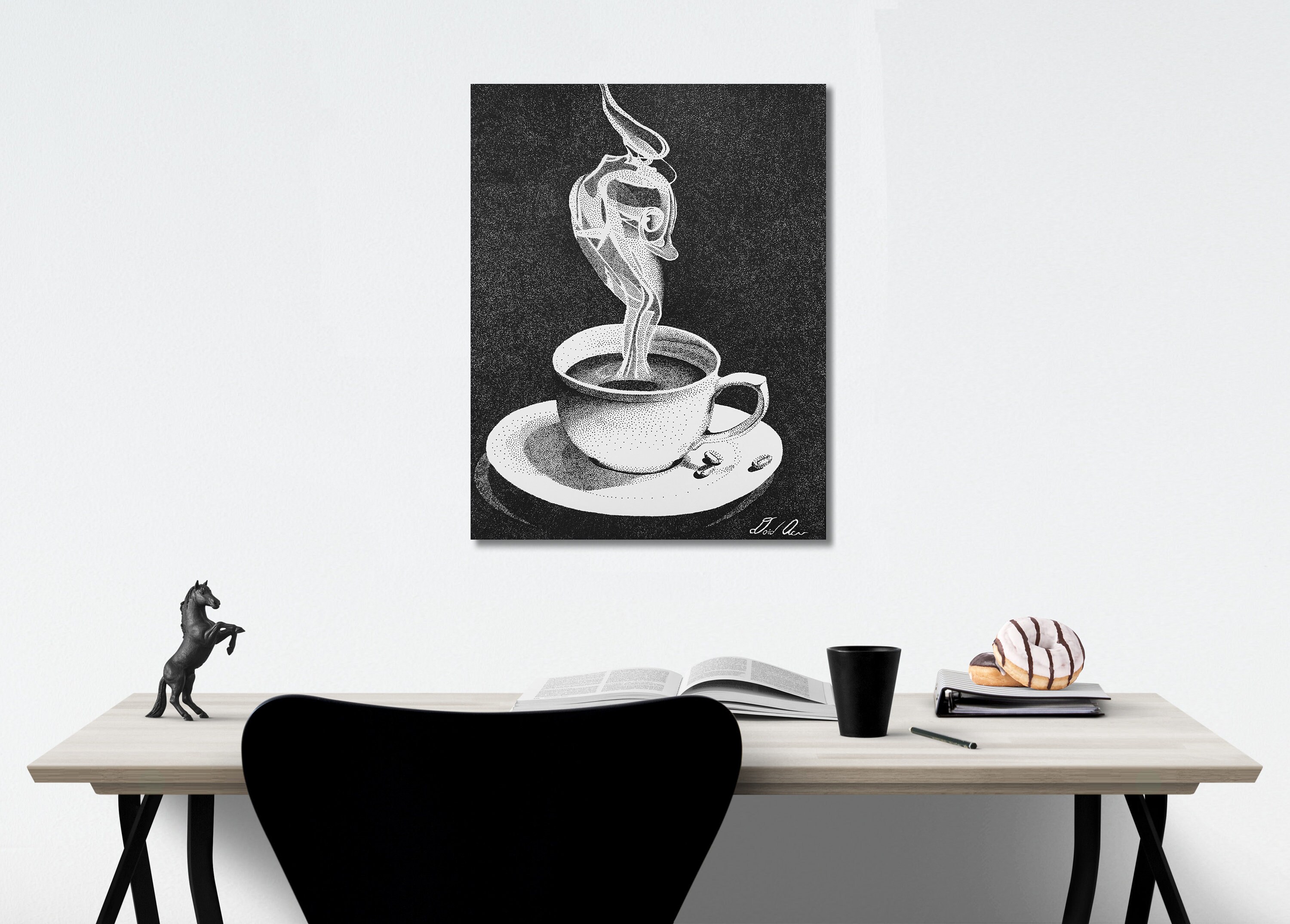 Kunstdrucke Kaffeezeichnung Stippling Pointillism Etsy