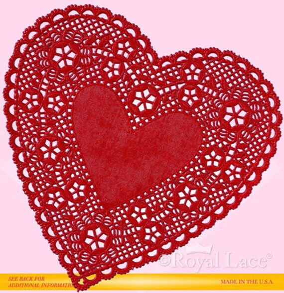 4 Red Lace Hearts Lace Paper Doilies Royal Lace 24/PK Etsy
