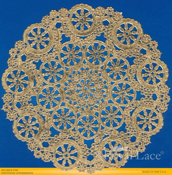 75-8/" GOLD Metallic Foil MEDALLION PAPER LACE DOILIESWedding Party Craft