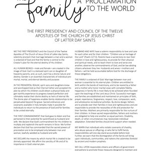 The Family Proclamation | 8x10, 11x14 | Digital Print | Instant ...