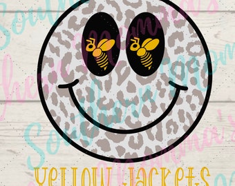 Yellow Jackets Smiley Face Sublimation PNG File