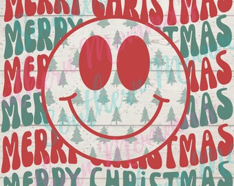 Merry Smiley Face Christmas PNG - Instant Download - Etsy