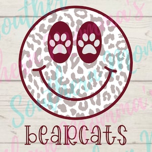 Bearcats Smiley Face Sublimation PNG File Instant Download