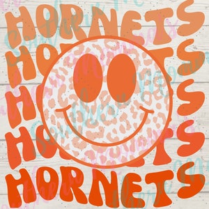 Hornets Wavy Ombré Smiley Face Sublimation PNG File Instant Download